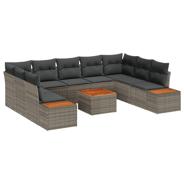 Trädgårdsoffset med kudde med lagring 5 pcs Grå Polyrattan