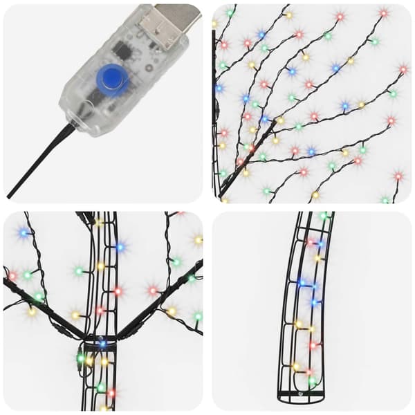 LED-julgran för vägg 150 cm 140 LED-lampor Mångfärgad Stål