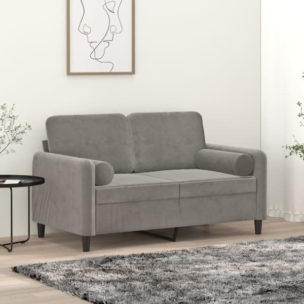 Prydnadskuddar 2 st ljusgrå Ø15x50 cm sammet
