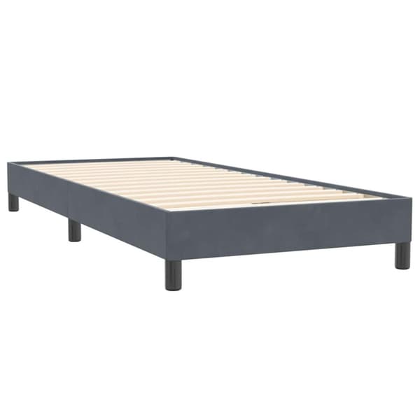 Resårsäng med madrass mörkgrå 90x220 cm sammet