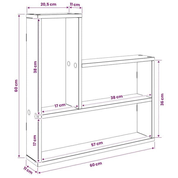 Vägg hylla Vit 60 x 11 x 60 cm Konstruerat trä