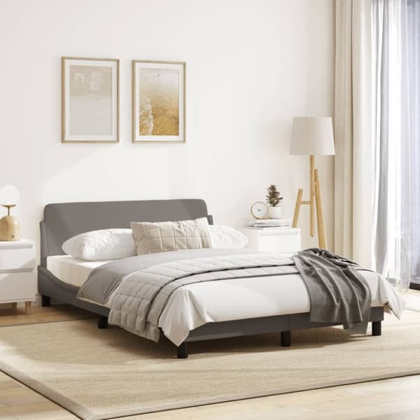 Bed Frame "Dover" Taupe 140x190 cm Fabric