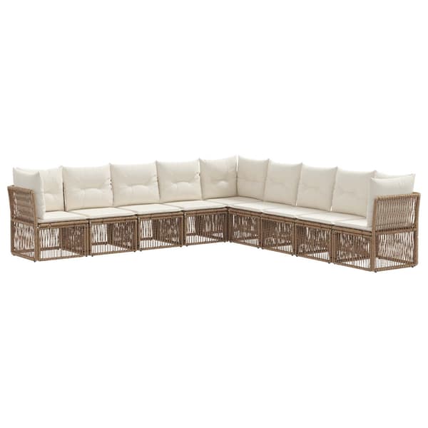 Trädgårdsoffset 9 pcs Beige konstrotting