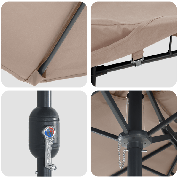 Trädgårdsparasol Taupe 385 x 209 x 244 cm Polyester