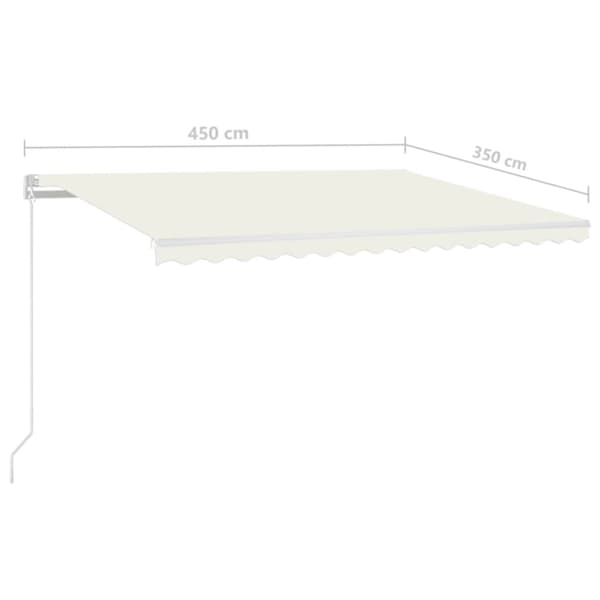 Markis manuellt infällbar med LED 450x350 cm gräddvit