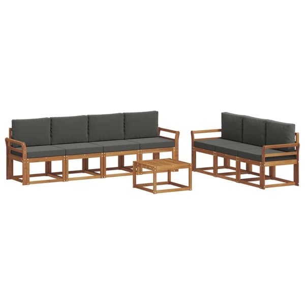 Utomhussoffset med kudde 8 pcs Naturlig och Antracit