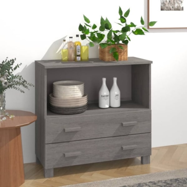 Byrå HAMAR ljusgrå 85x35x80 cm massiv furu