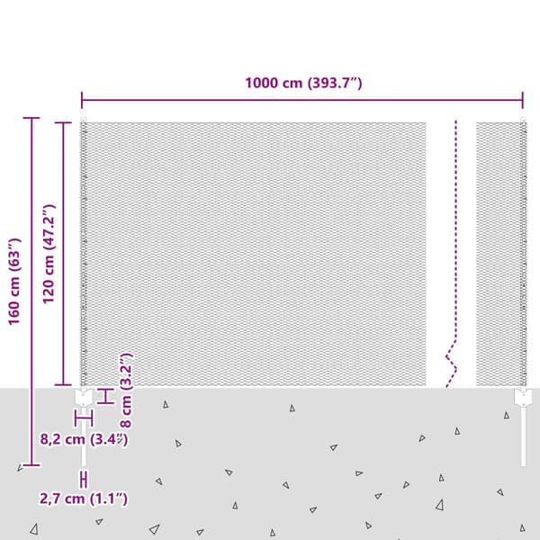 Stängsel med stolpe Silver 1,2 x 10 m Stål