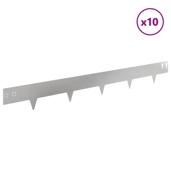 Kant för gräsmatta 10 pcs 100 x 12 cm Stål Silver