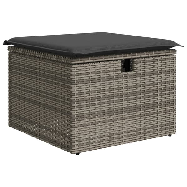 Trädgårdsoffset med kudde med lagring 8 pcs Grå Poly rattan
