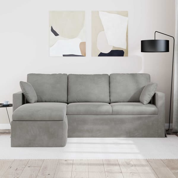 Soffa Ljusgrå 198 x 134 x 80 cm Sammet