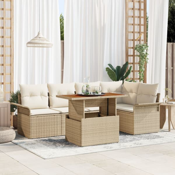 Trädgårdsoffset 6 st beige och gräddvit