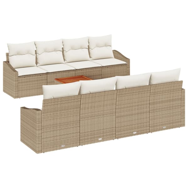 Trädgårdsoffset med kudde 9 pcs Beige konstrotting