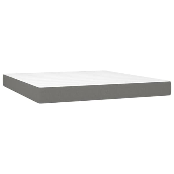 Ramsäng med madrass mörkgrå 160x200 cm tyg