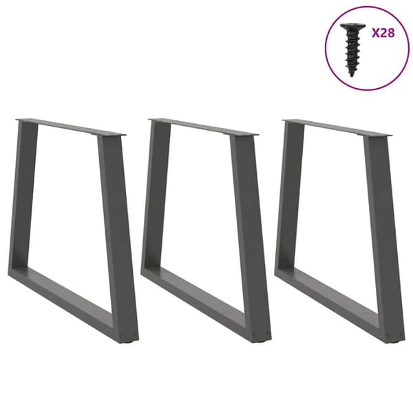 Matbordsben V-formade 3 st antracit 90x(72-73,3) cm stål