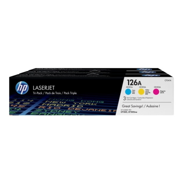 HP 126A - 3-pack - gul, cyan, magenta - original - LaserJet - tonerkassett (CF341A)