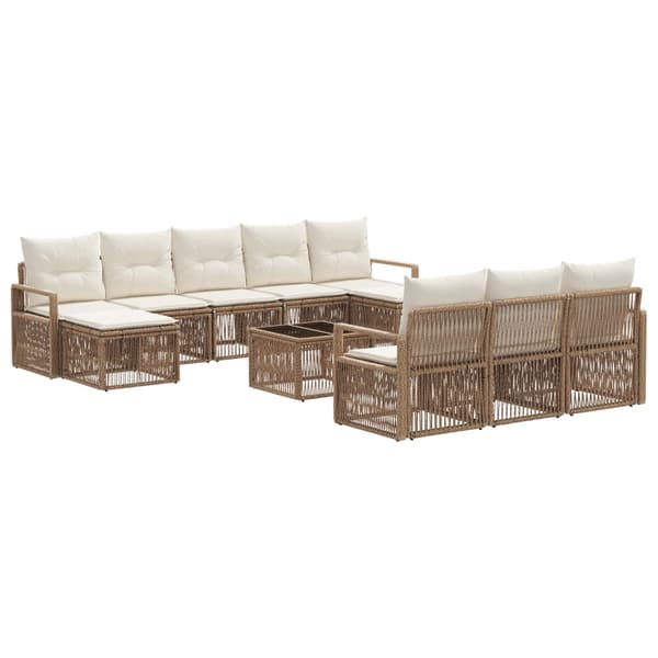 Trädgårdsoffset 11 pcs Beige konstrotting