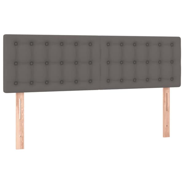Ramsäng med bäddmadrass grå 140x190 cm konstläder