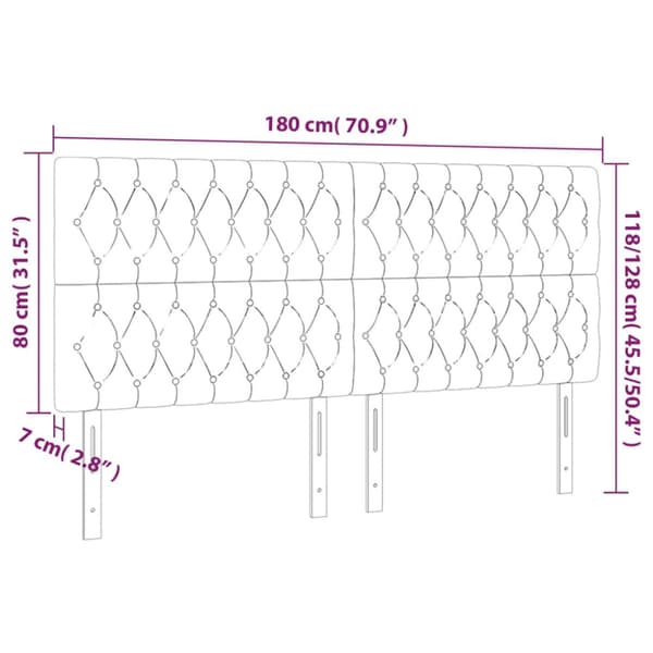 Sänggavel LED mörkgrå 180x7x118/128 cm tyg