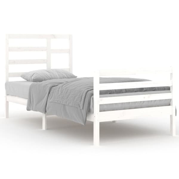 Sängram vit massivt trä 90x200 cm
