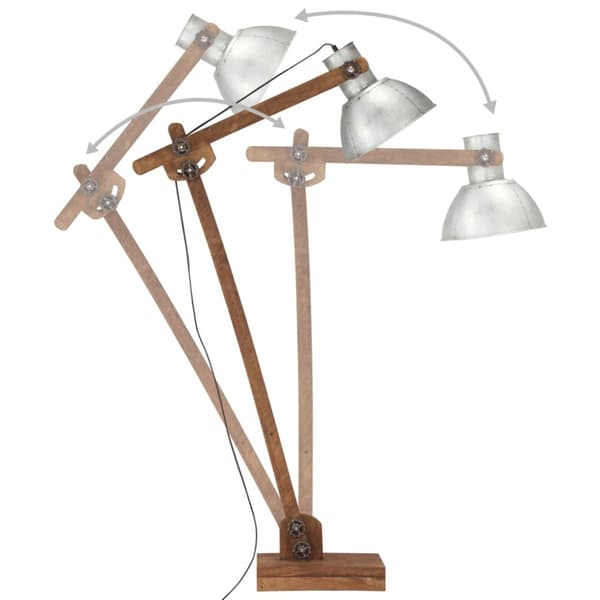 Golvlampa silver massivt mangoträ E27