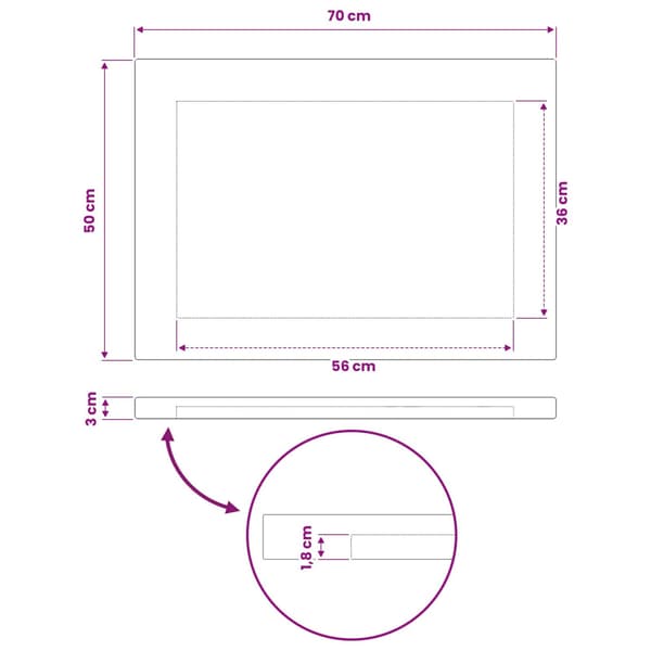 Rektangulärt Bordsskiva 90 x 50 x 3,5 cm Rektangulär Vit