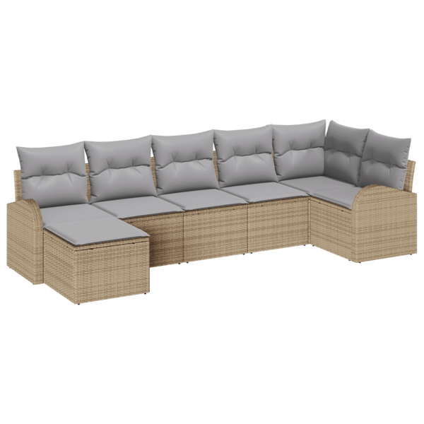 Soffset med kudde med lagring 7 pcs Beige konstrotting