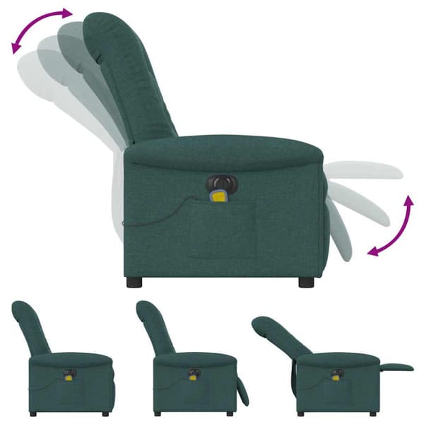 Elektrisk massagefåtölj mörkgrön tyg