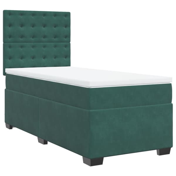 Ramsäng med madrass mörkgrön 90x190 cm sammet