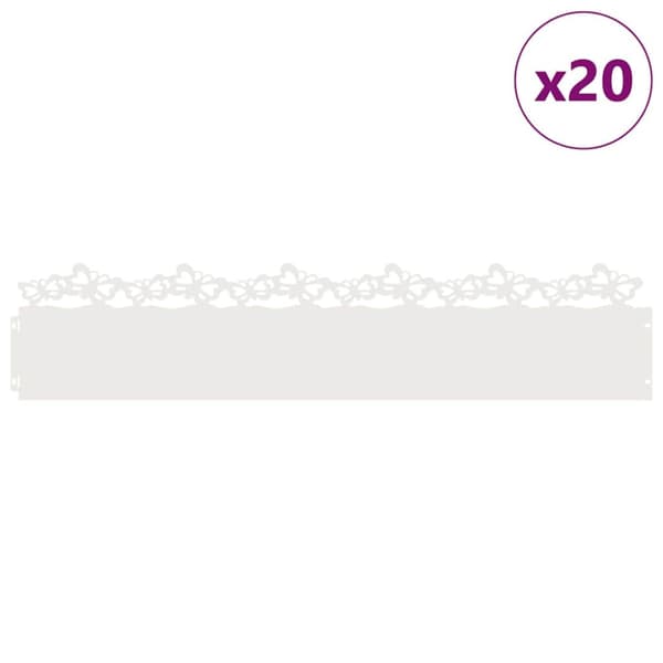 Gräskanter 20 pcs Vit 103 x 0,05 x 22 cm Stål