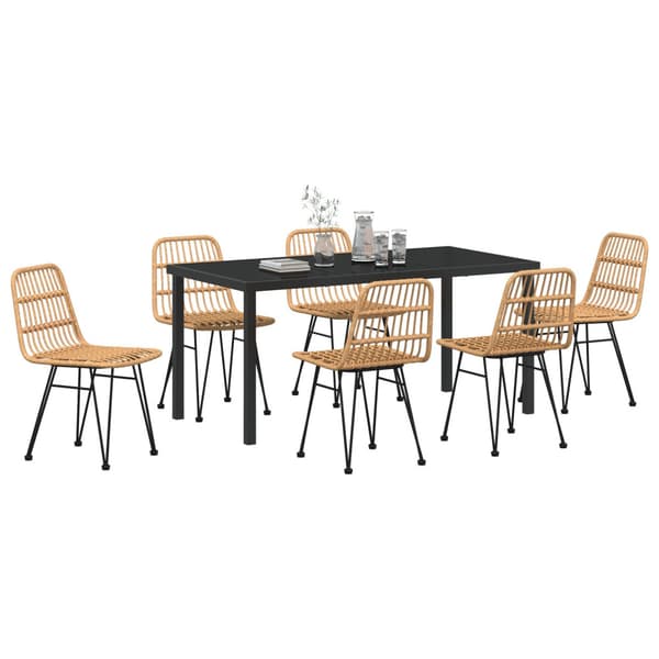 Trädgårdsmöbelset 7 pcs Brun Pulverlackerat stål