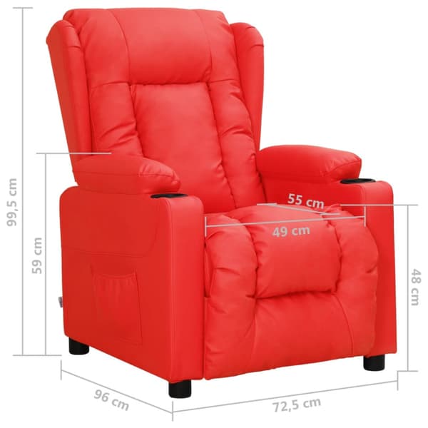 Reclinerfåtölj röd konstläder