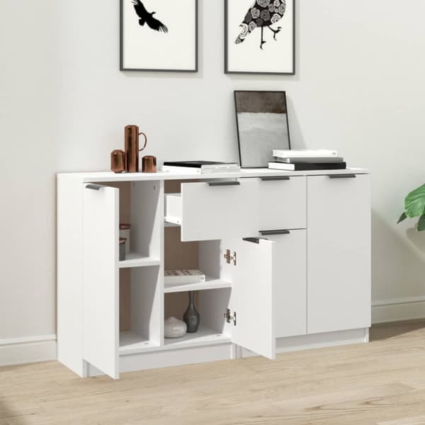 Skänk 2 delar vit 60x30x70 cm konstruerat trä