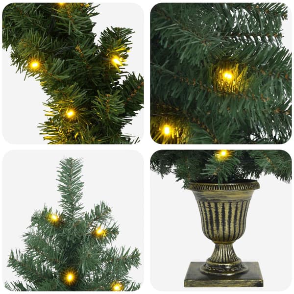Mini-julgransset 120 cm 275 LED-lampor Varmvit PVC Grön