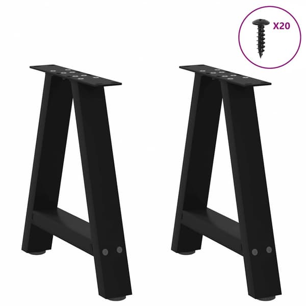Soffbordsben A-formade 2 st svarta 50x(42-43) cm stål