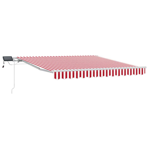 Utfällbar markis Röd och Vit 350 x 250 cm Tyger och Stål