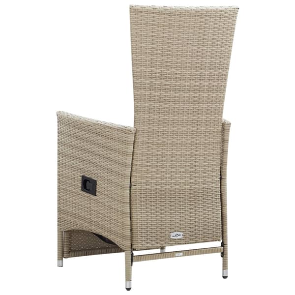 Justerbara trädgårdsstolar 2 st med dynor konstrotting beige