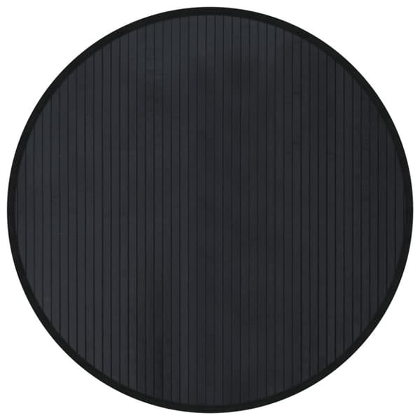 Matta rund svart 80 cm bambu