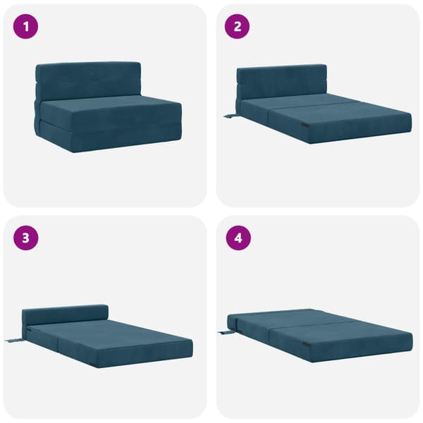Fällbar Soffbed Blå 70 x 80 x 60 cm Tyg