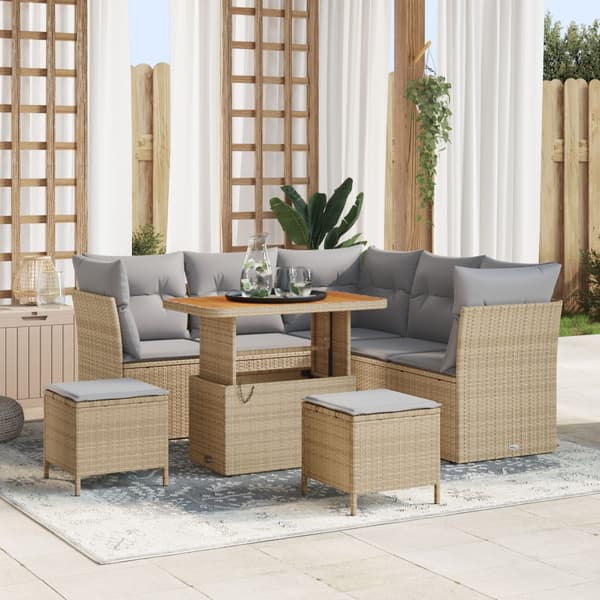 Trädgårdsoffset 8 pcs Beige konstrotting