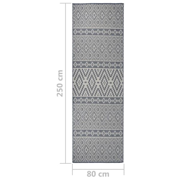 Utomhusmatta plattvävd 80x250 cm blå ränder