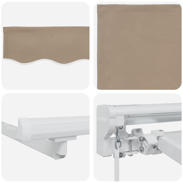Manuell markisram med LED-lampor Beige 4 × 3 m