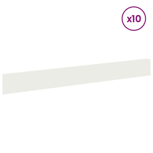 Kant för gräsmatta 10 pcs 100 x 12 cm Stål Vit