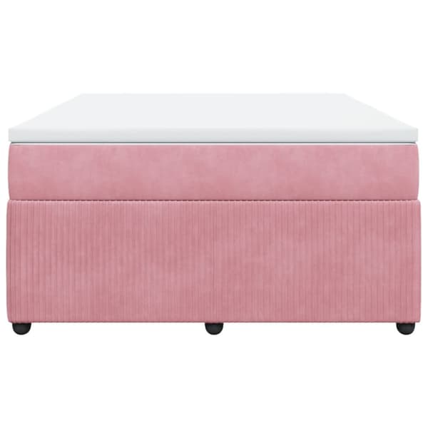 Ramsäng med madrass rosa 140x200 cm sammet