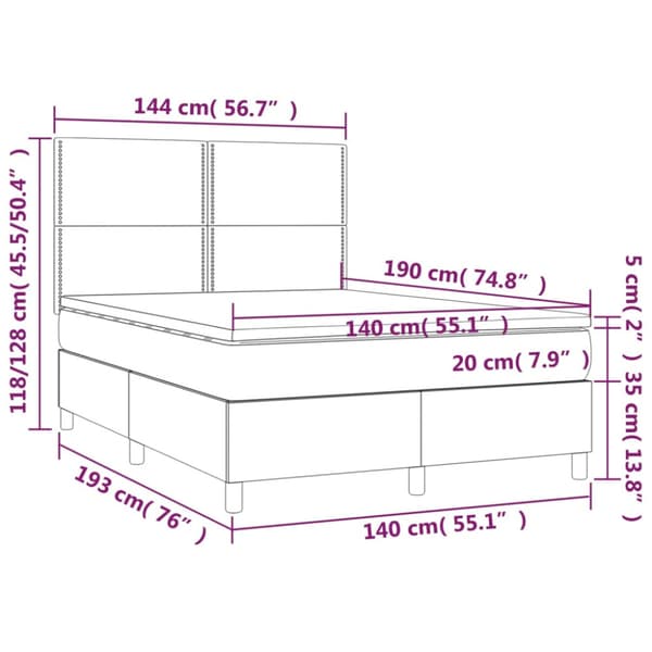 Ramsäng med madrass blå 140x190 cm tyg