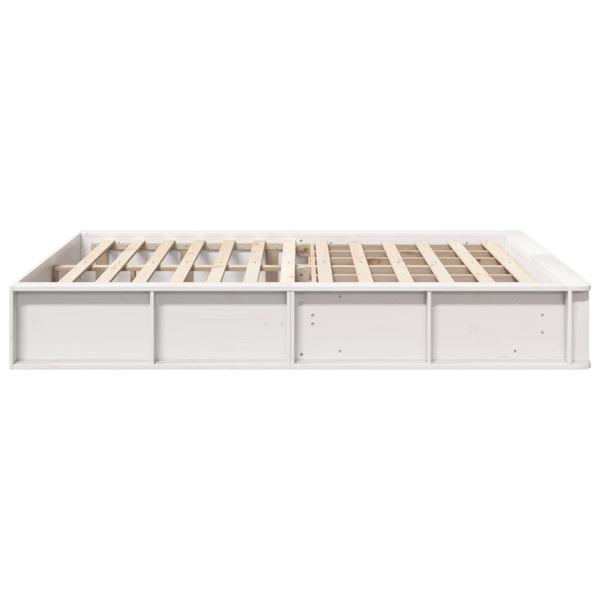 Sängram Vit 150 x 200 cm Massiv furu