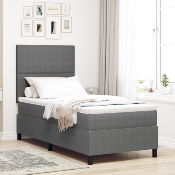 Boxspring säng med madrass ljusgrå 100x200 cm Corduroy tyg