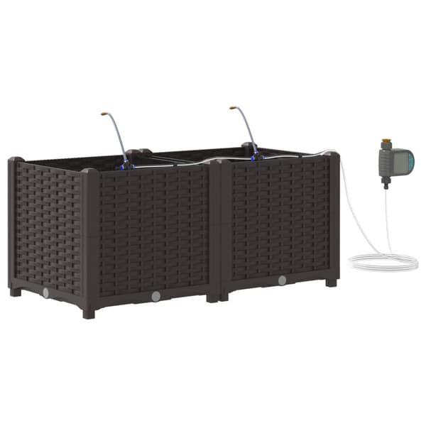Trädgårdsplanterare 2 pcs Brun Plast