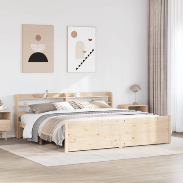 Sängram med huvudgavel 200x200 cm massiv furu