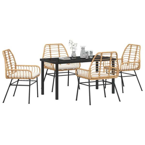 Trädgårdsmöbelset 5 pcs Brun konstrotting